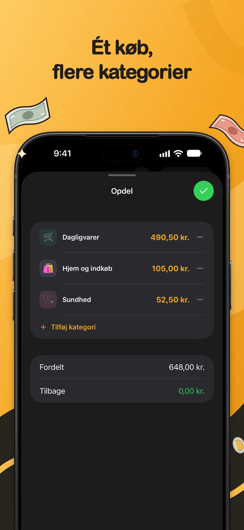 Fordel udgift på kategorier