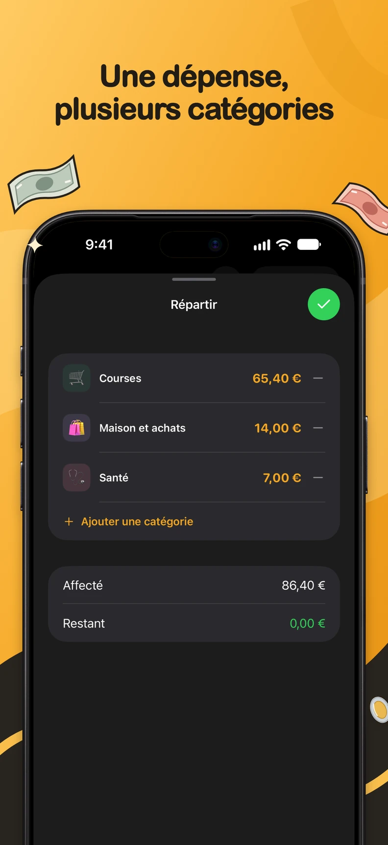 Répartir une dépense entre catégories