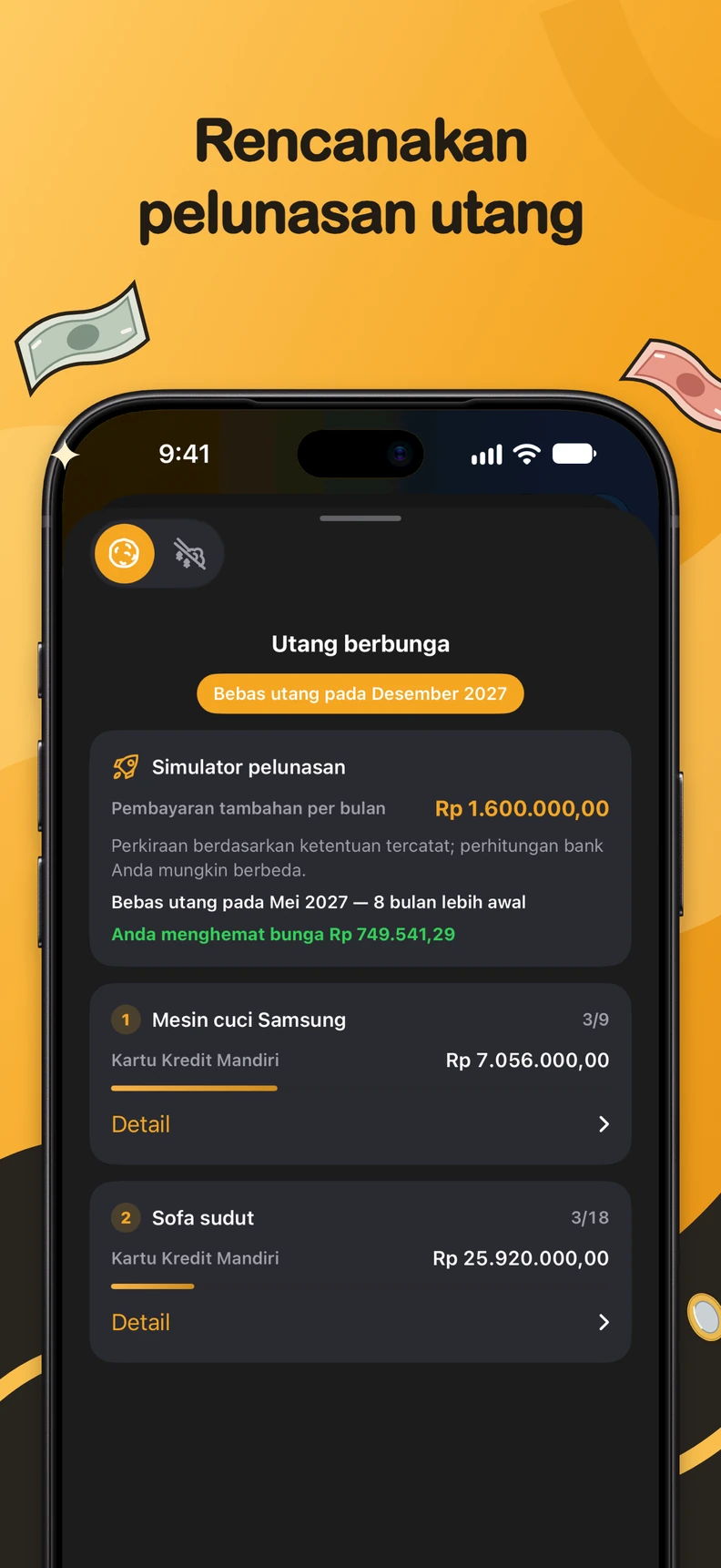 Simulator pelunasan utang