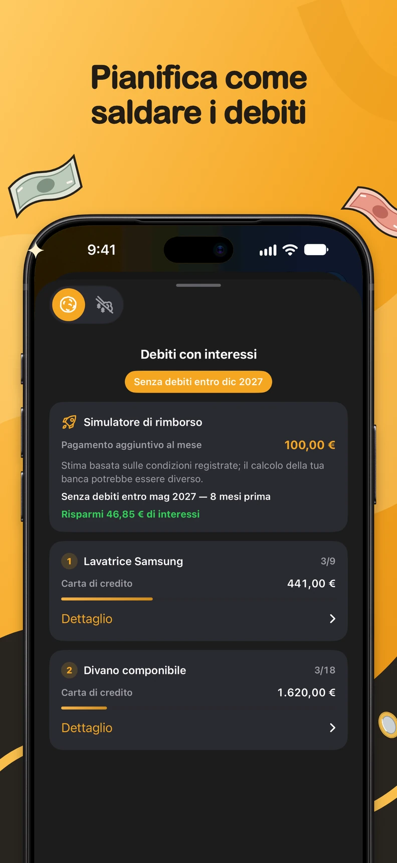 Simulatore di rimborso dei debiti