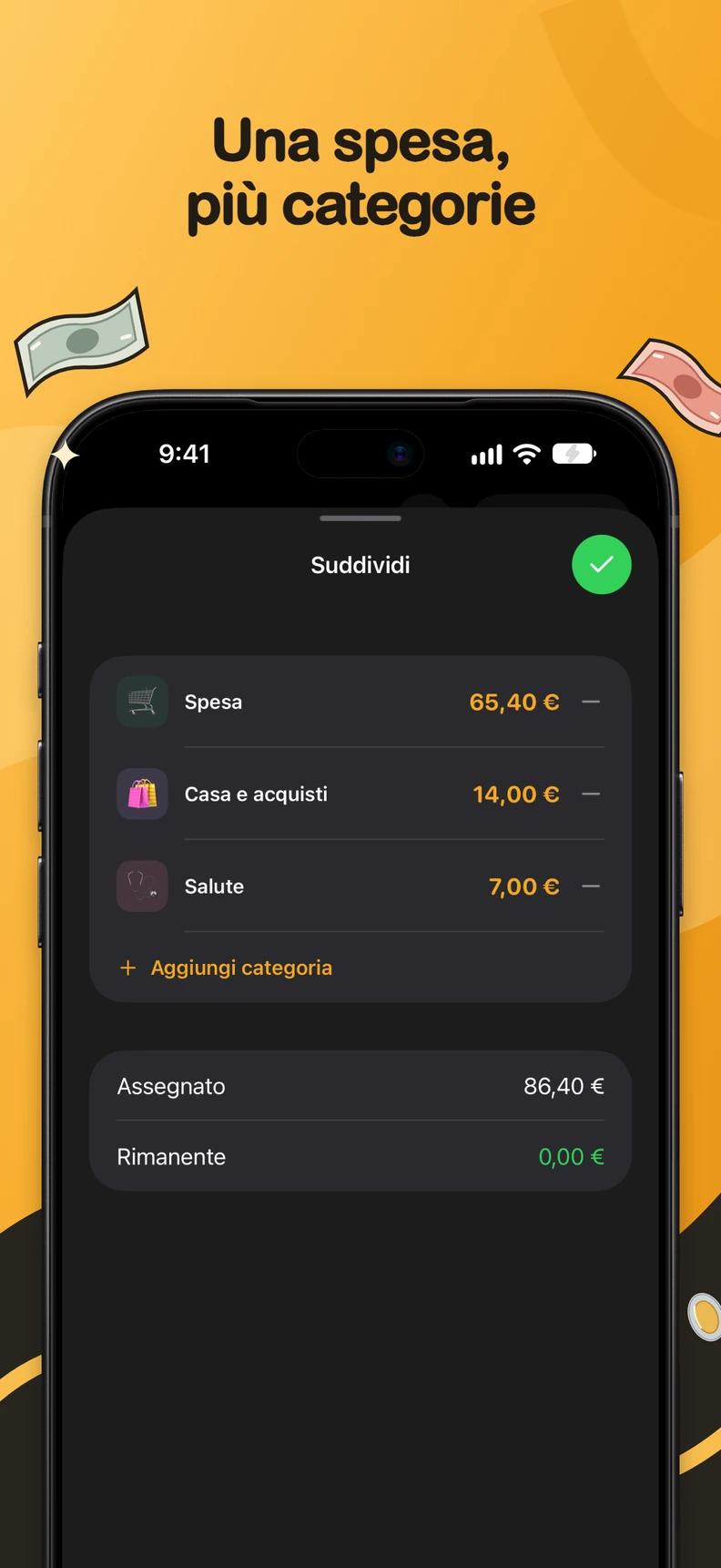 Suddividi una spesa tra categorie