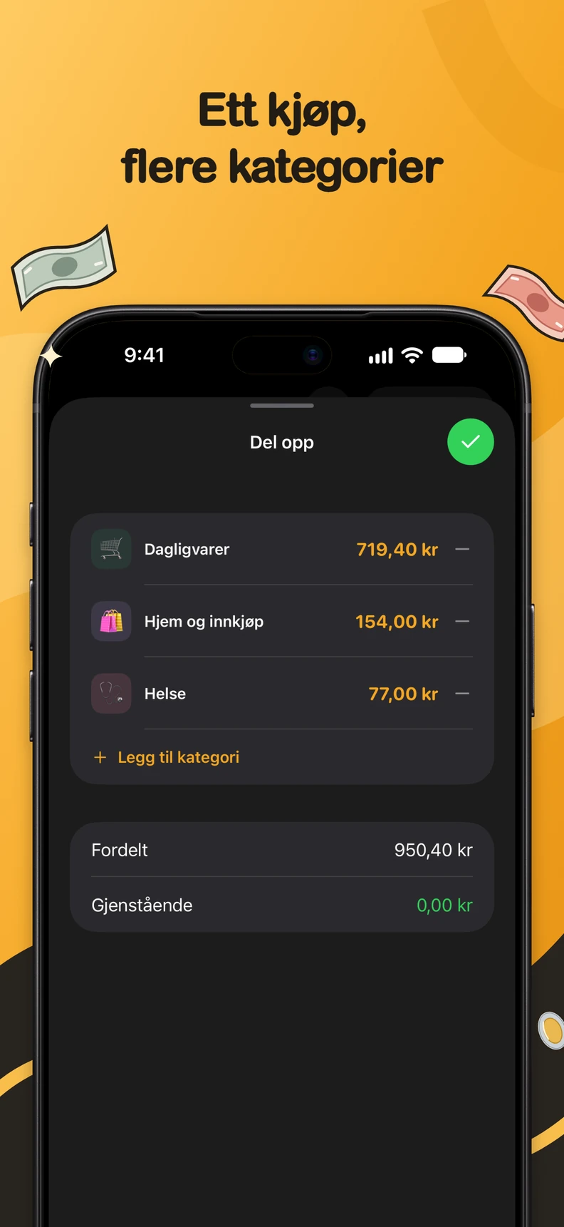 Fordel utgift mellom kategorier