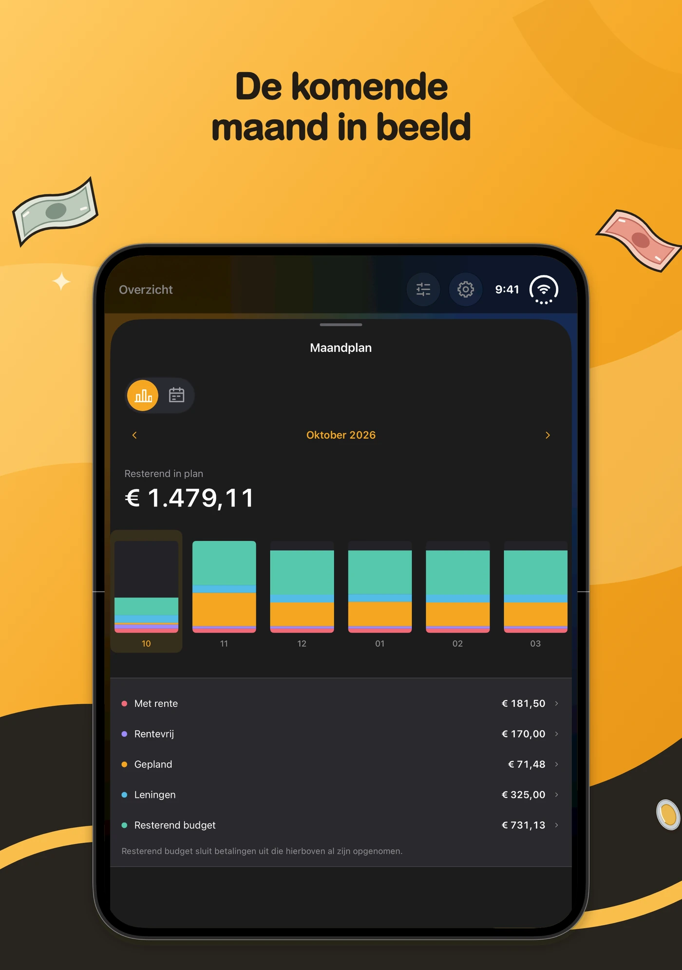 Maandplan op een opengeklapte iPhone Duo