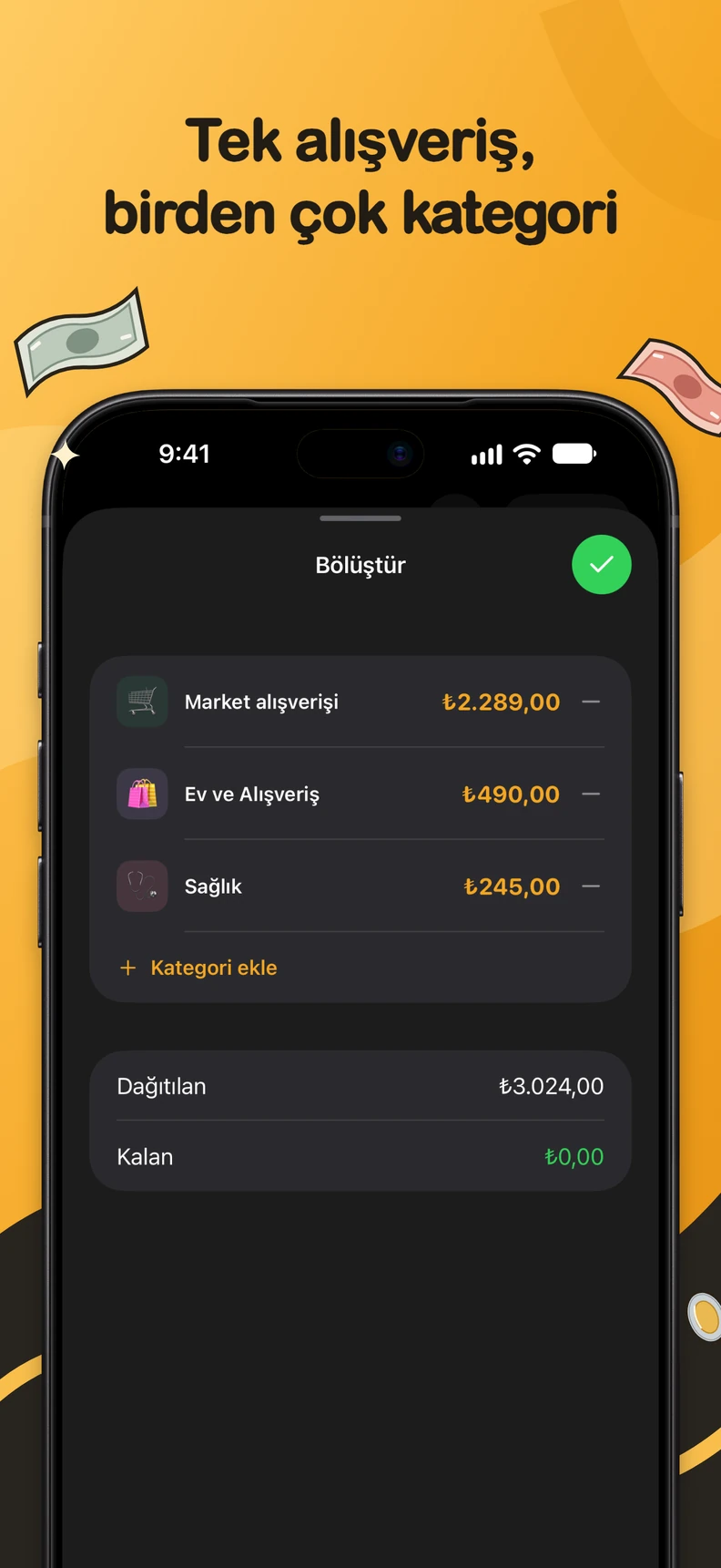 Gideri kategorilere bölün